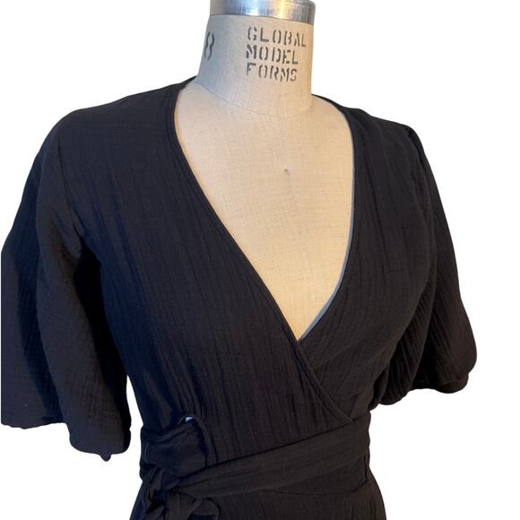 9 Seed Condesa Wrap Maxi Dress in Black Cotton Size Medium - Picture 3 of 9